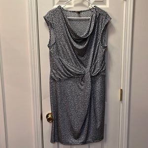 Dana Buchman blue and white print twist waist dress, size XL